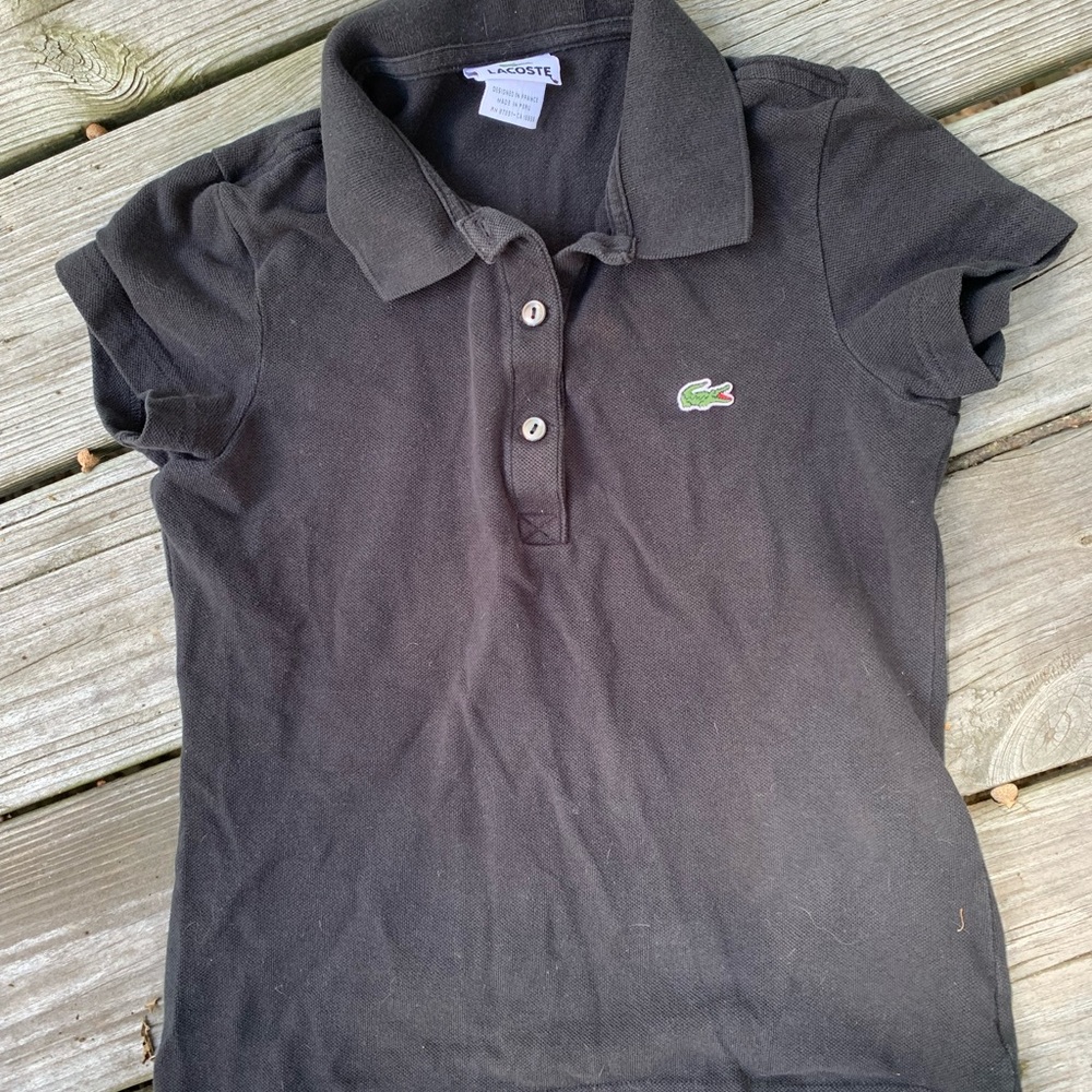 Lacoste Black Short Sleeve Polo Shirt Size 36 Small preppy old money minimalist